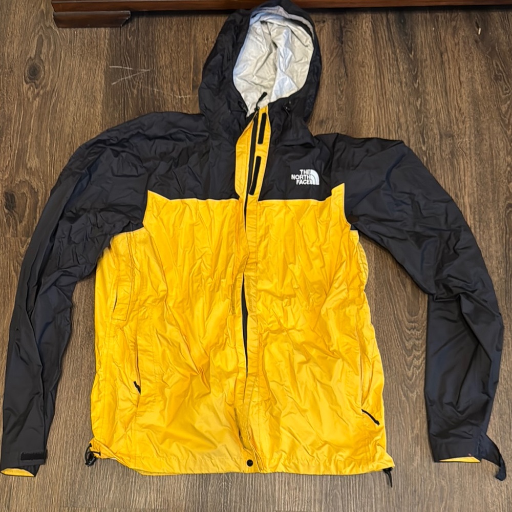 The North Face Men's Yellow and Black rain Jacket